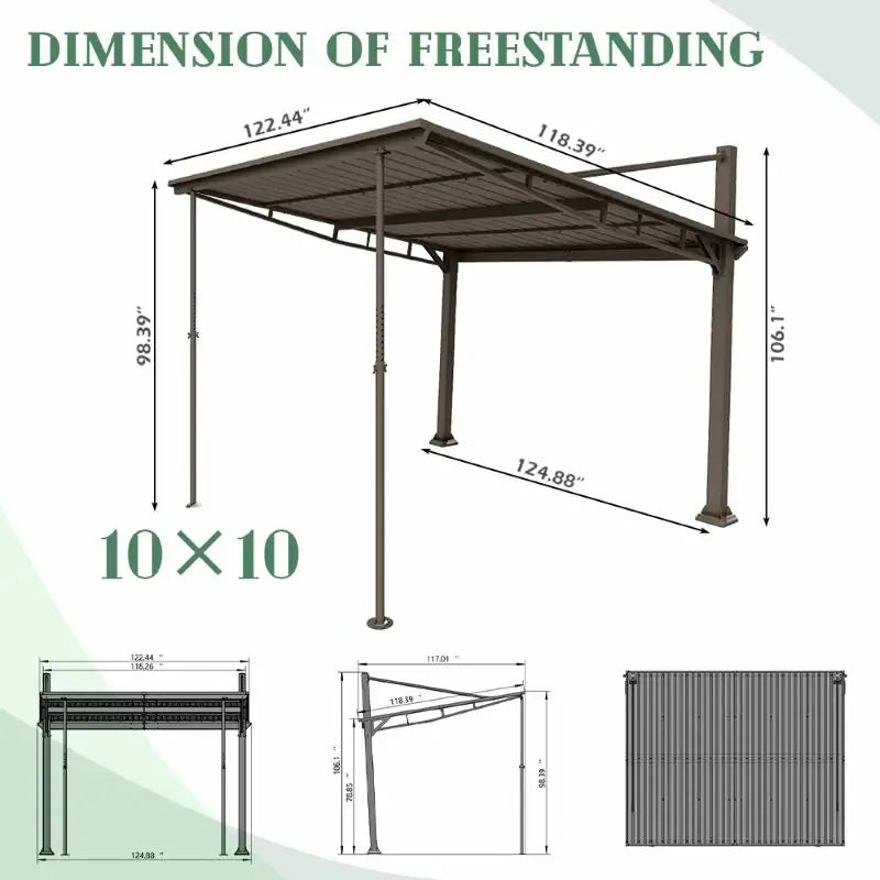 Domi Freestanding Gazebo with Slanted Roof#Size_10'x10'