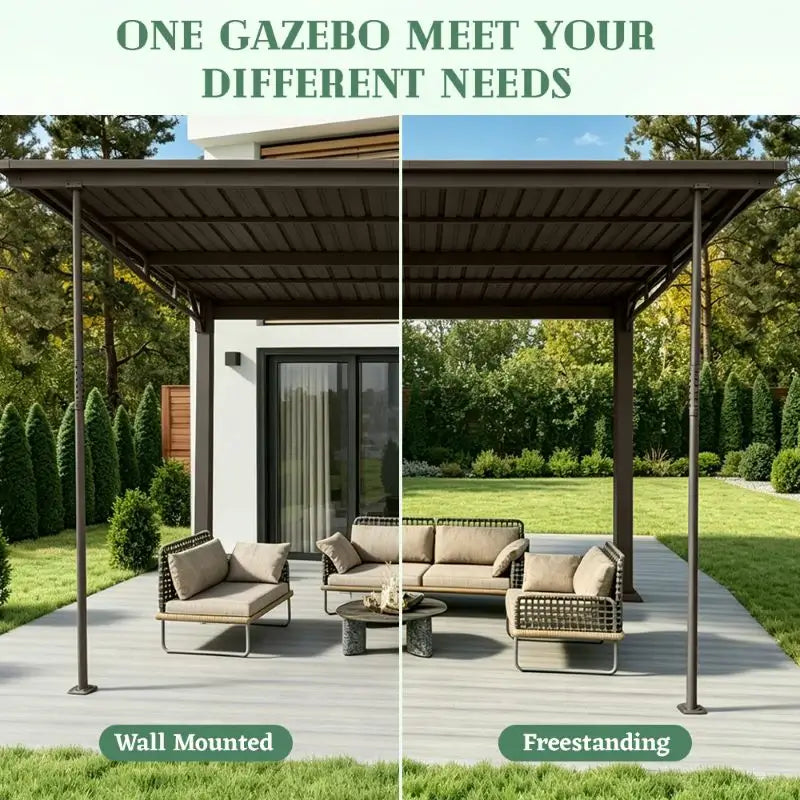 Domi Freestanding Gazebo with Slanted Roof#Size_10'x10'