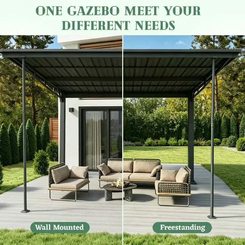 Domi Freestanding Gazebo with Slanted Roof#Size_10'x10'