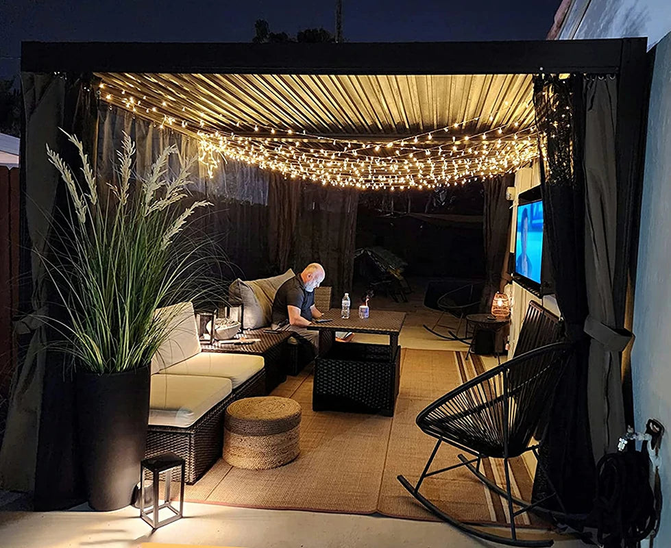 Domi Outdoor Living louvered pergola brown#size_12'x16'