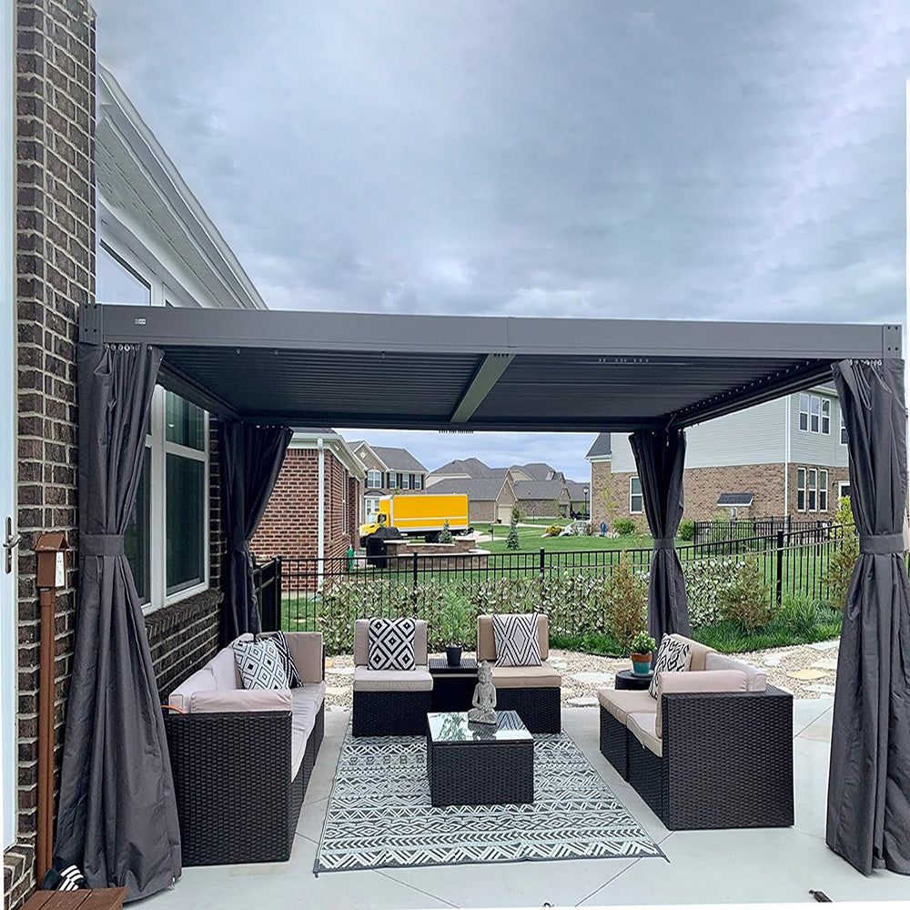 Domi Outdoor Living louvered pergola gray#size_12'x16'