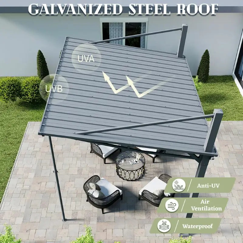 Freestanding Gazebo with Slanted Roof#Size_8'x10'