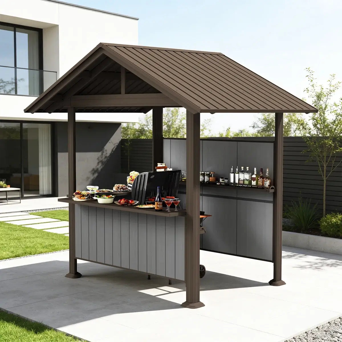 9' x 6' Hardtop Grill Gazebo#color_brown