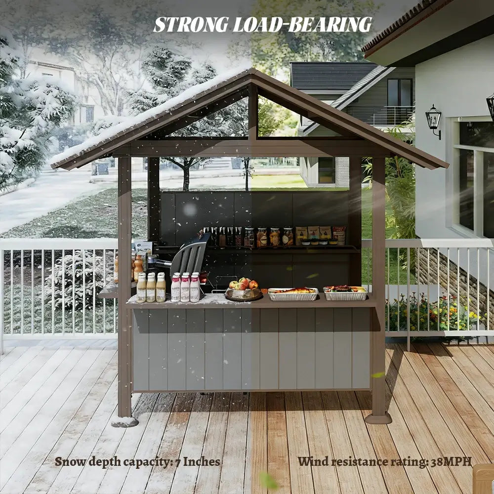 9' x 6' Hardtop Grill Gazebo#color_brown
