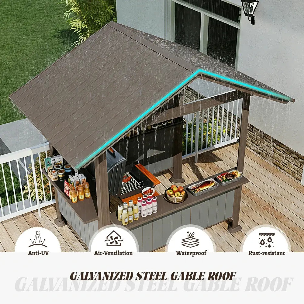9' x 6' Hardtop Grill Gazebo#color_brown
