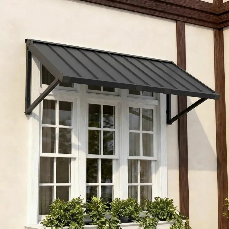 Gray Metal Window Awnings#size_60.83" W x 24" D x 18.94" H