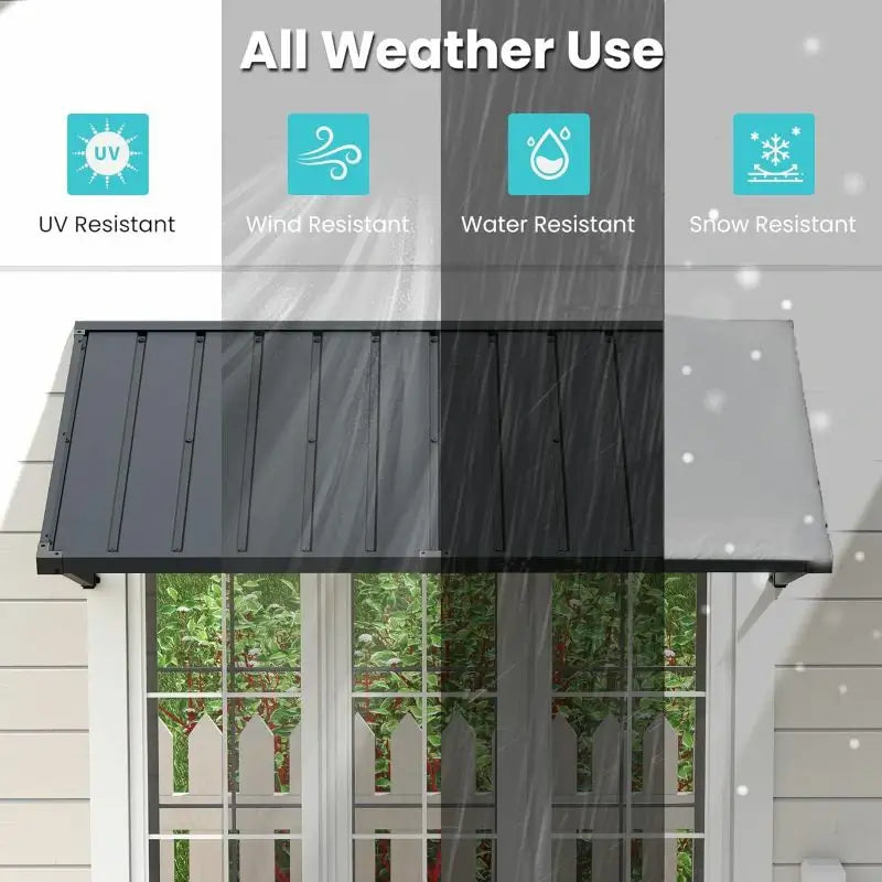 Gray Metal Window Awnings#size_60.63" W x 36" D x 22.87" H
