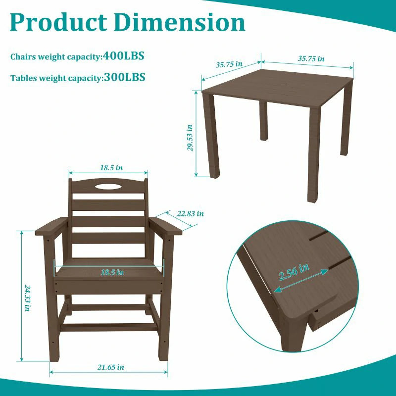 HDPE Barstools and Table Set#color_brown