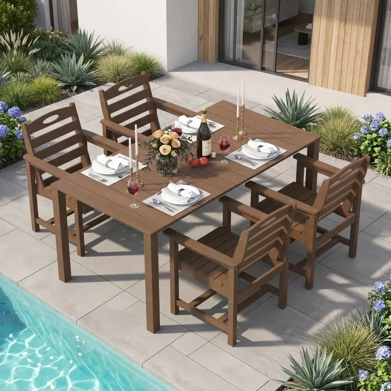 HDPE Barstools and Table Set#color_brown