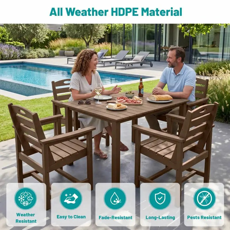 HDPE Barstools and Table Set#color_brown