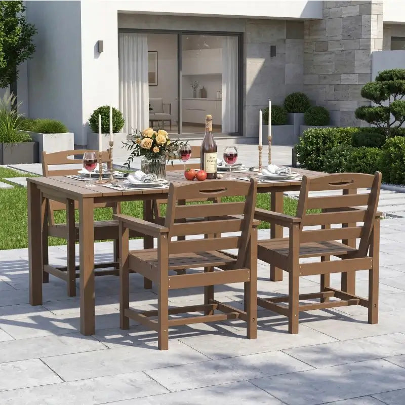 HDPE Barstools and Table Set#color_brown