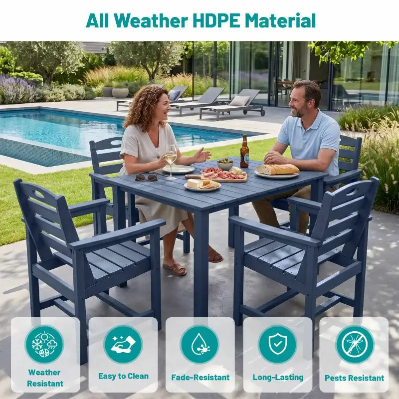 HDPE Barstools and Table Set#color_dark blue