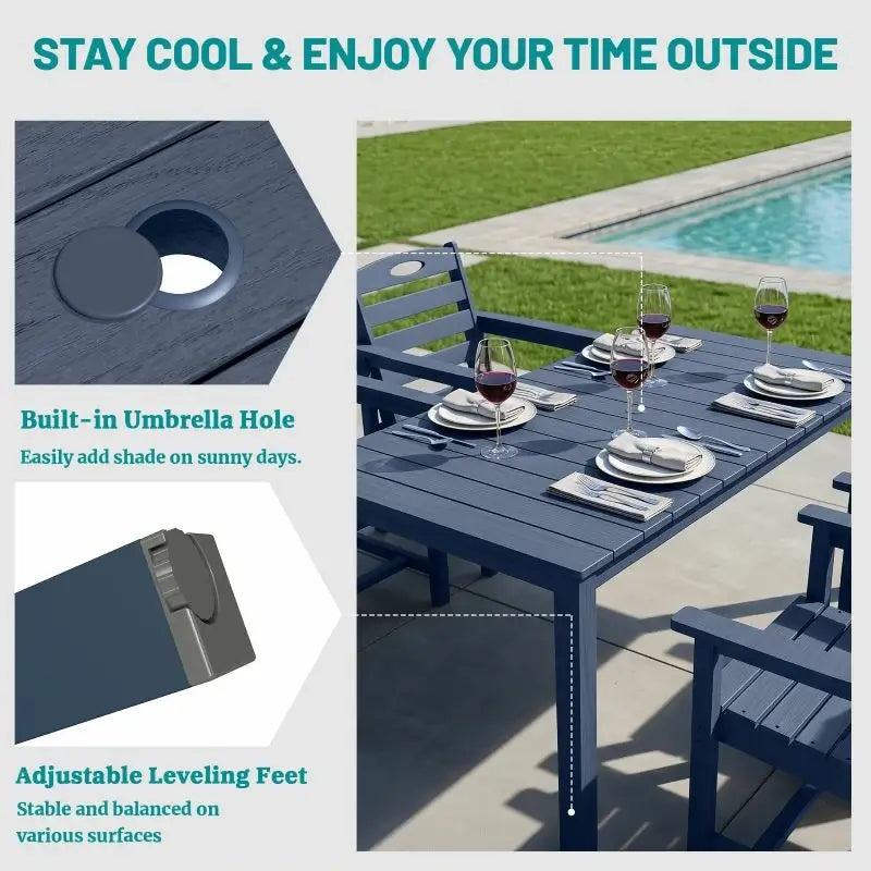 HDPE Barstools and Table Set#color_dark blue