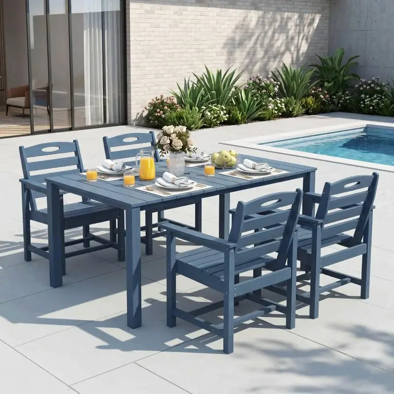 HDPE Barstools and Table Set#color_dark blue