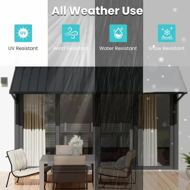 Gray Metal Window Awnings#size_100.04" W x 36" D x 22.91" H