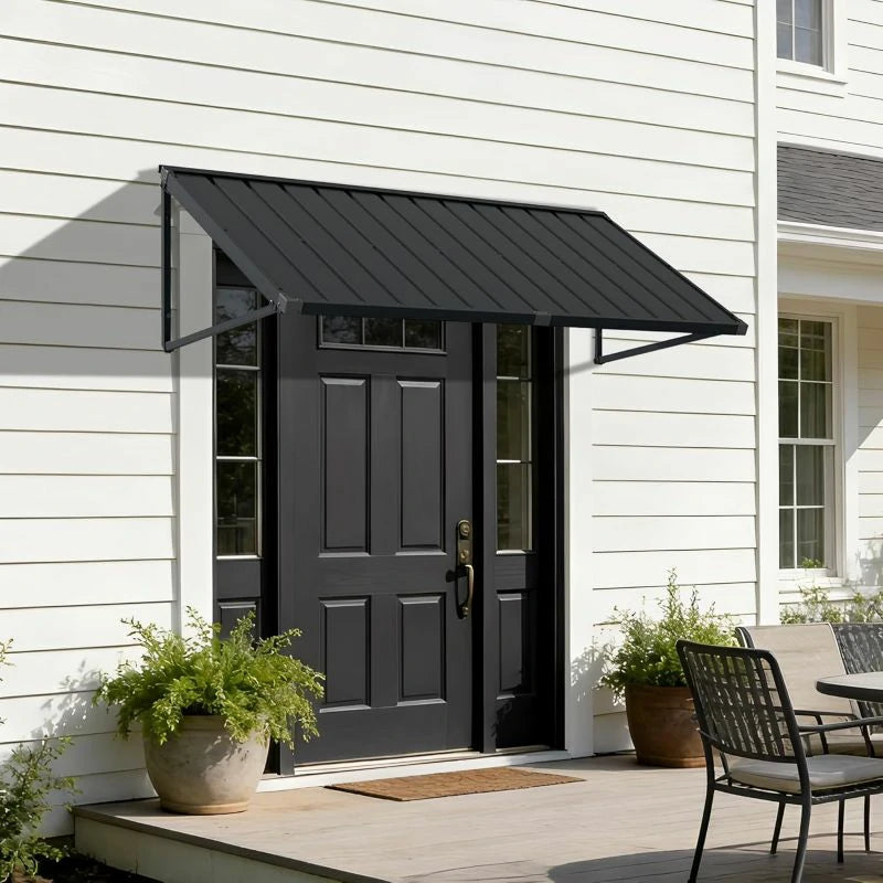 Gray Metal Window Awnings#size_70.55" W x 36" D x 22.91" H