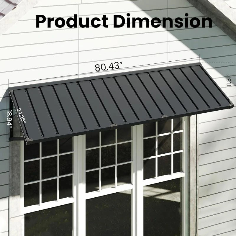 Gray Metal Window Awnings#size_80.43" W x 24" D x 18.94" H