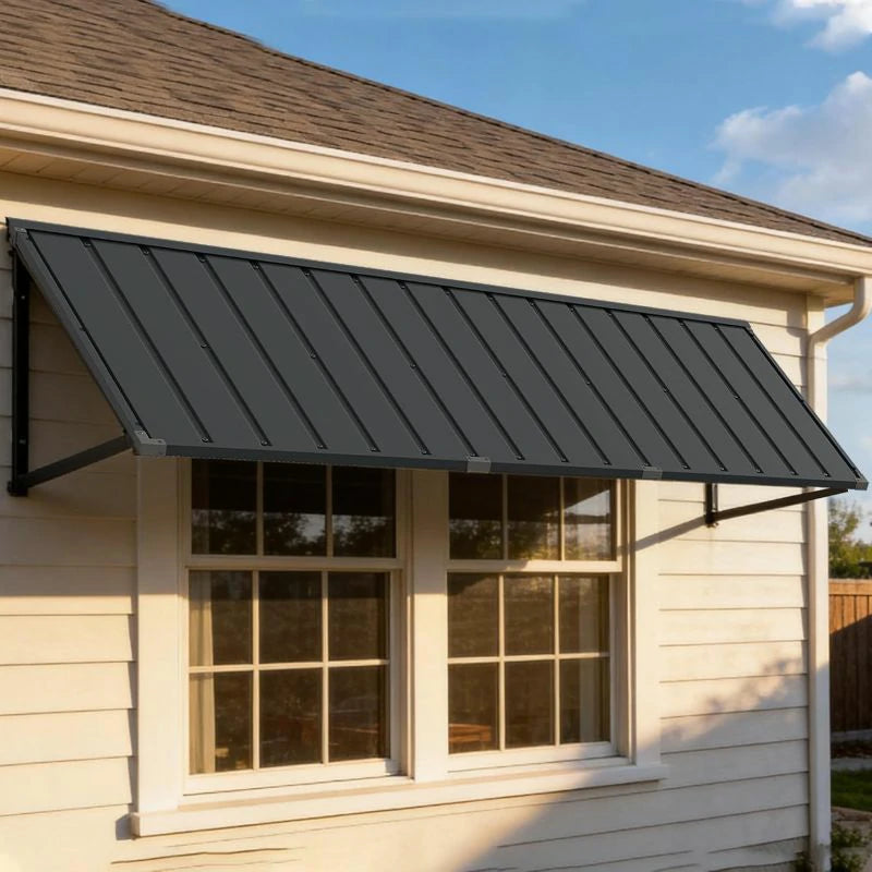Gray Metal Window Awnings#size_80.43" W x 36" D x 22.87" H