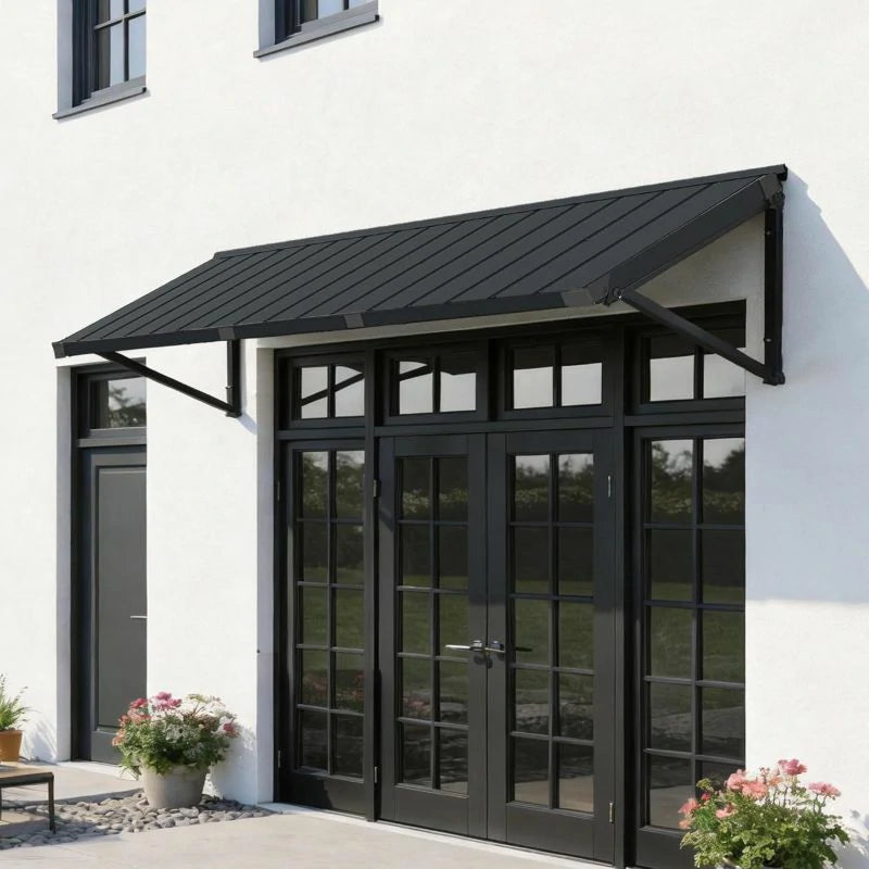 Gray Metal Window Awnings#size_80.43" W x 36" D x 22.87" H