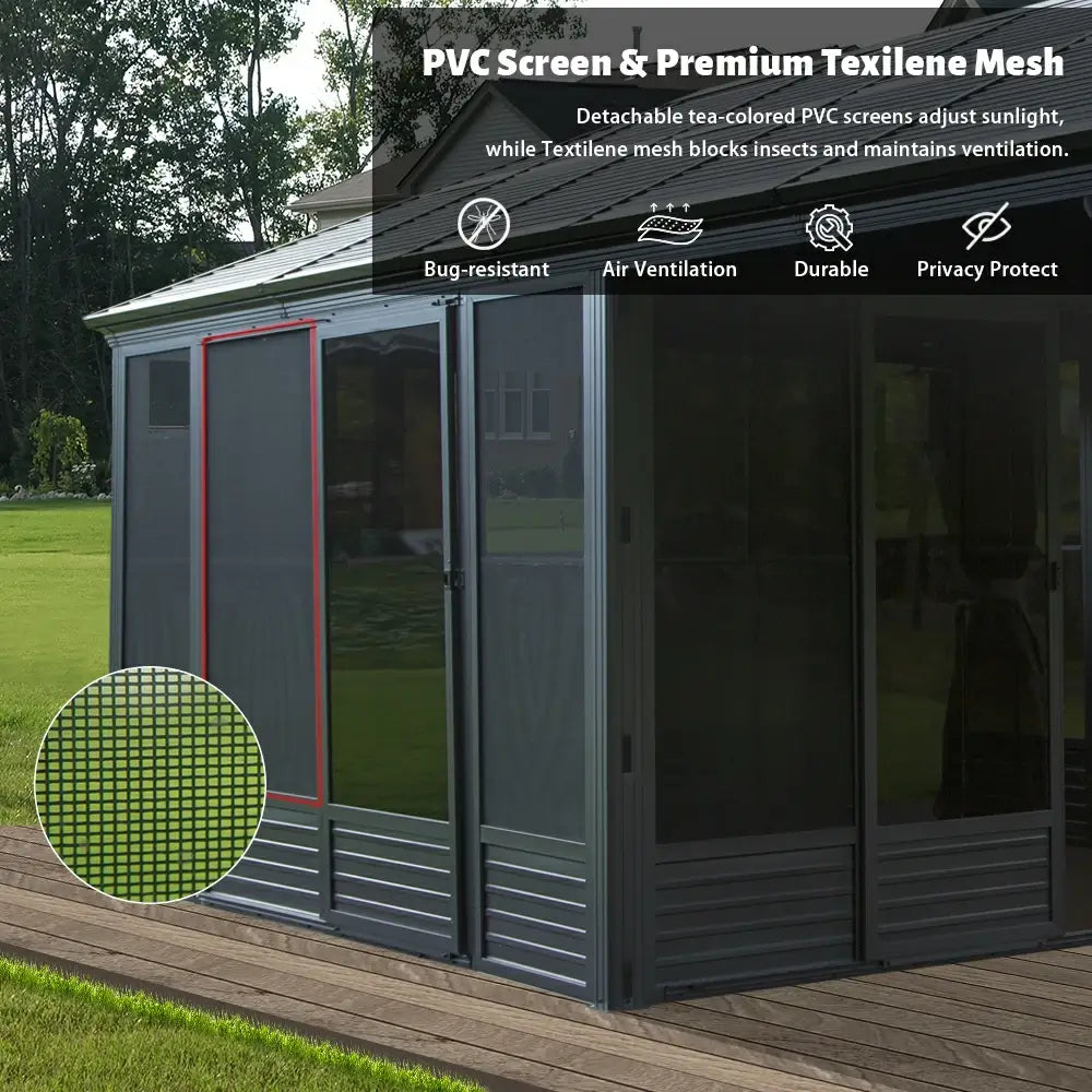 11'×21' Hardtop Sunroom & Gazebo - Front and Side Doors