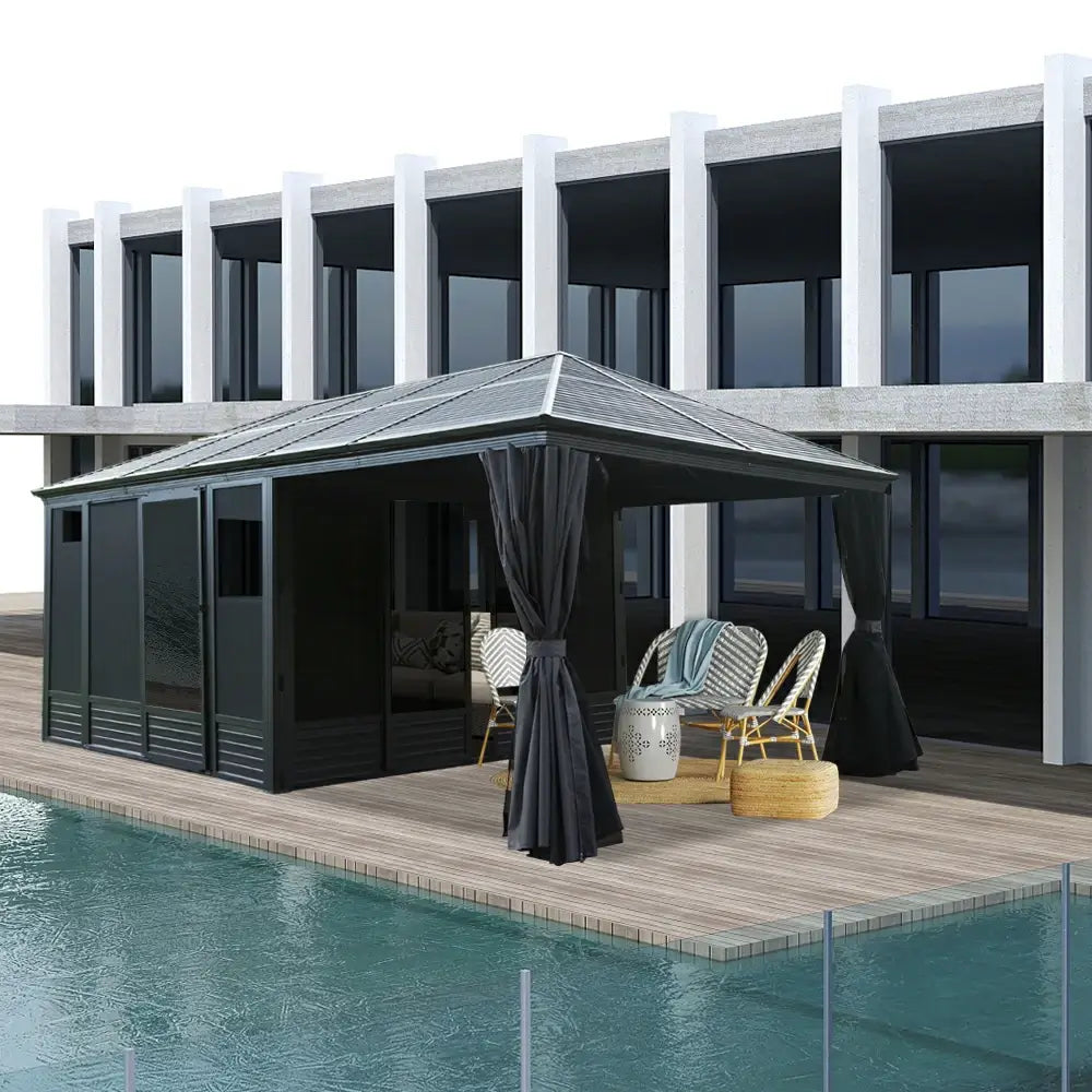 11'×21' Hardtop Sunroom & Gazebo - Front and Side Doors