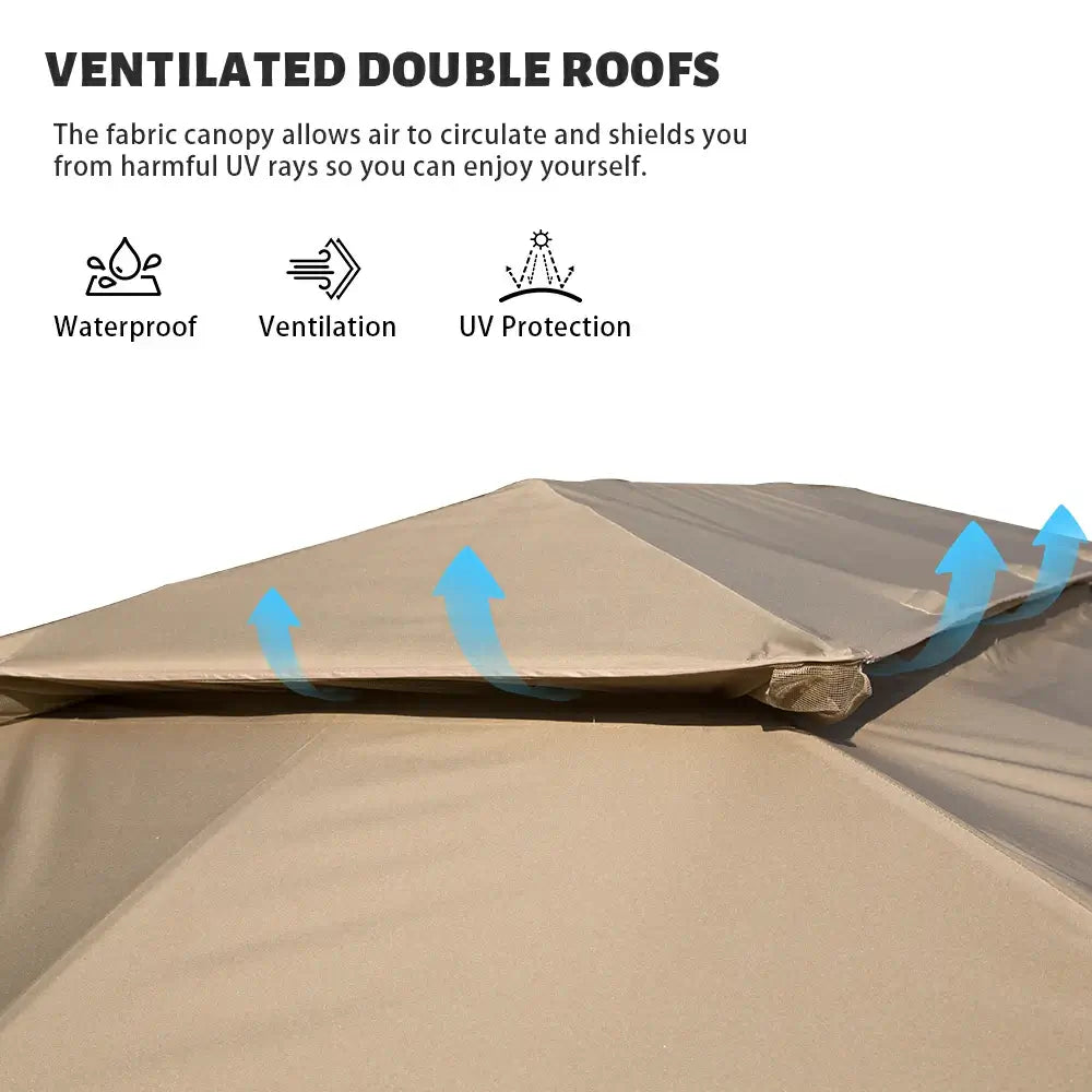 Domi Double Roof Soft Top Canopy Gazebo #size_10'x14'
