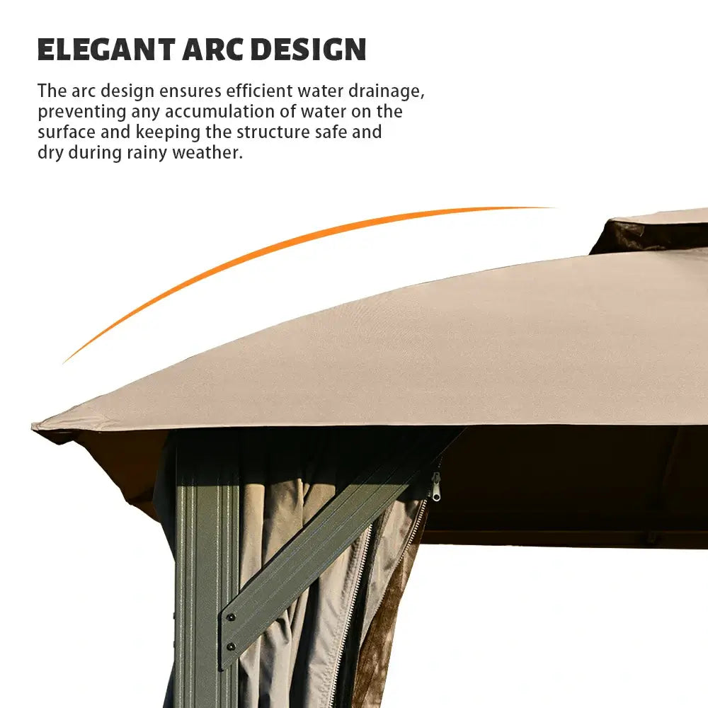 Domi Double Roof Soft Top Canopy Gazebo #size_10'x14'