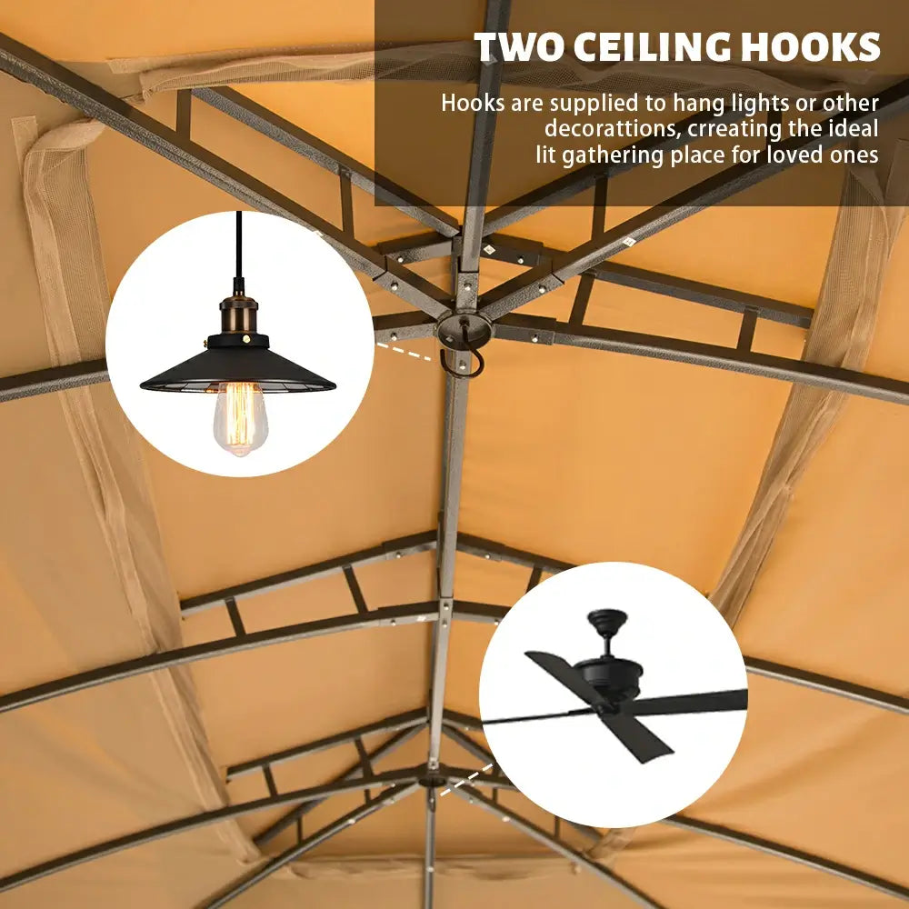 Domi Double Roof Soft Top Canopy Gazebo #size_10'x14'