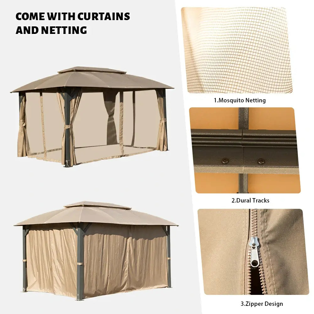 Domi Double Roof Soft Top Canopy Gazebo #size_10'x14'