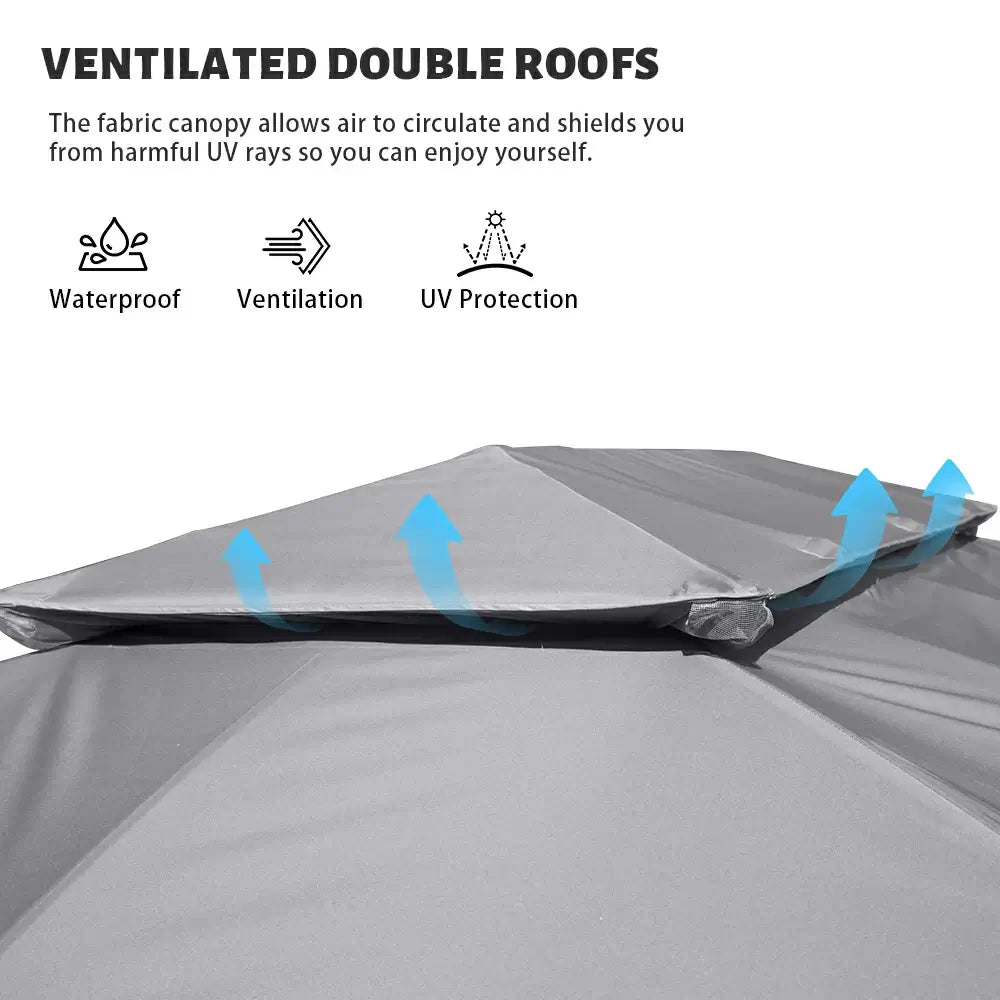 Domi Double Roof Soft Top Canopy Gazebo #size_10'x14'