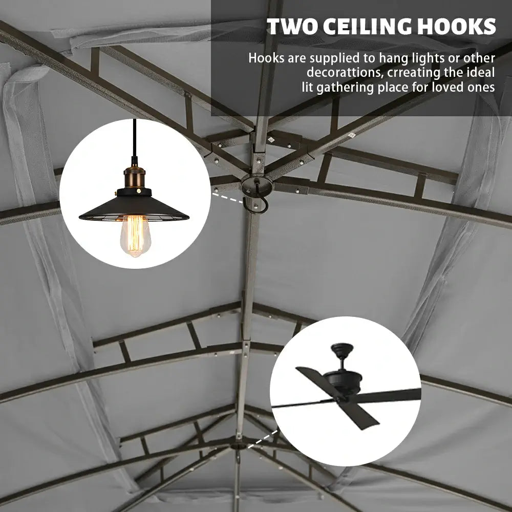 Domi Double Roof Soft Top Canopy Gazebo #size_10'x14'