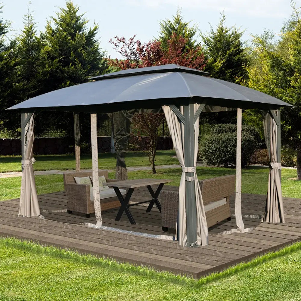 Domi Double Roof Soft Top Canopy Gazebo #size_10'x14'