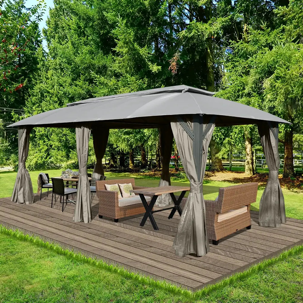 Domi Double Roof Soft Top Canopy Gazebo #size_10'x20'