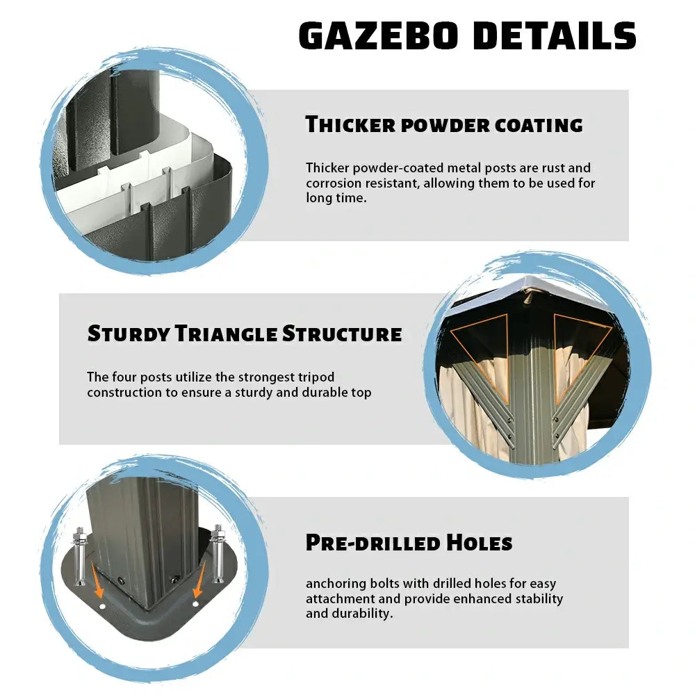 Domi Double Roof Soft Top Canopy Gazebo #size_10'x20'