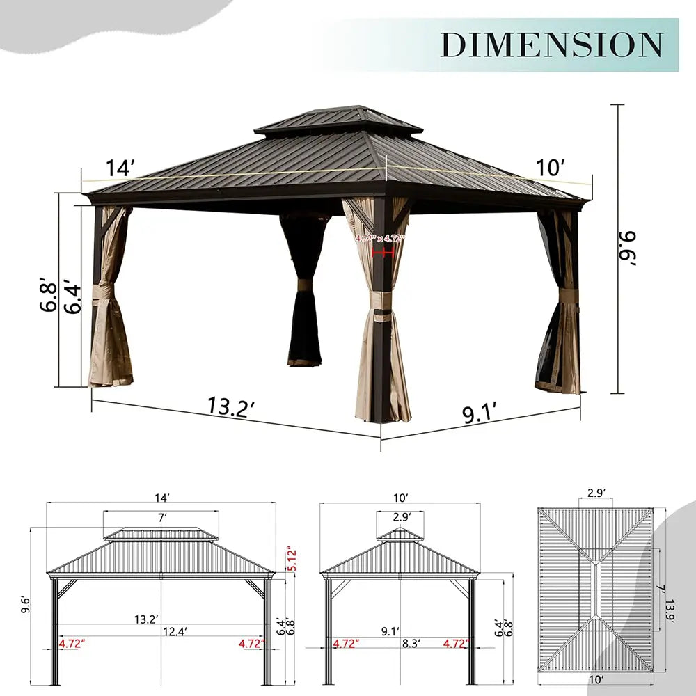 Domi Outdoor Living Hardtop Gazebo#size_10'x14'