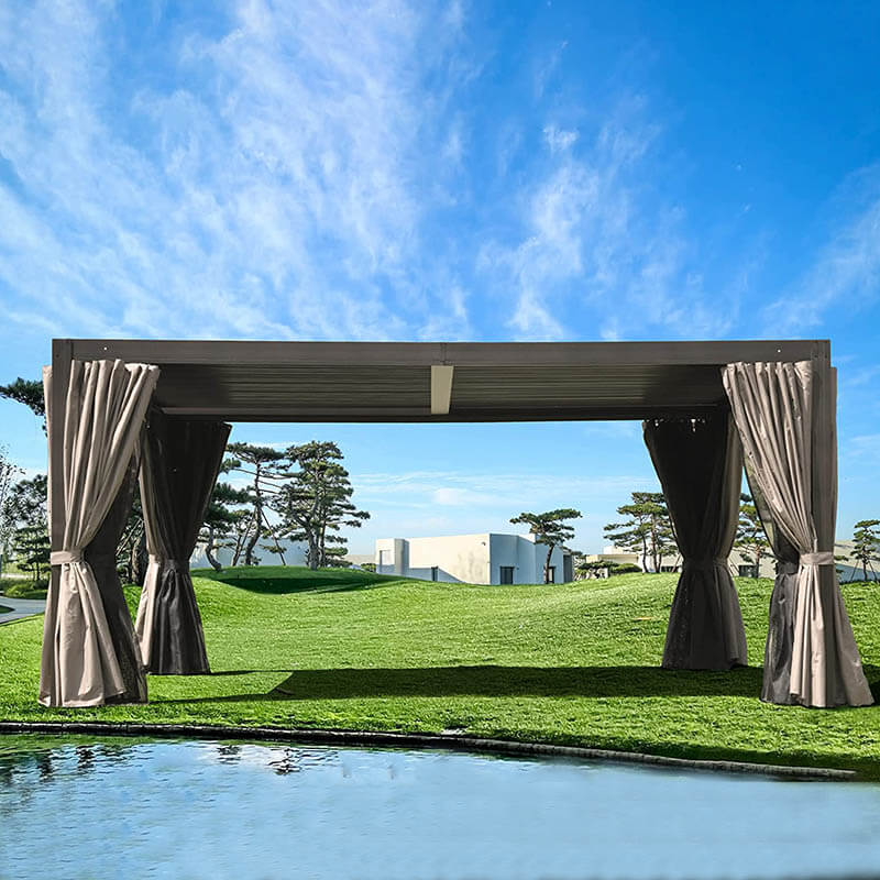 Domi Outdoor Living louvered pergola brown#size_12'x16'