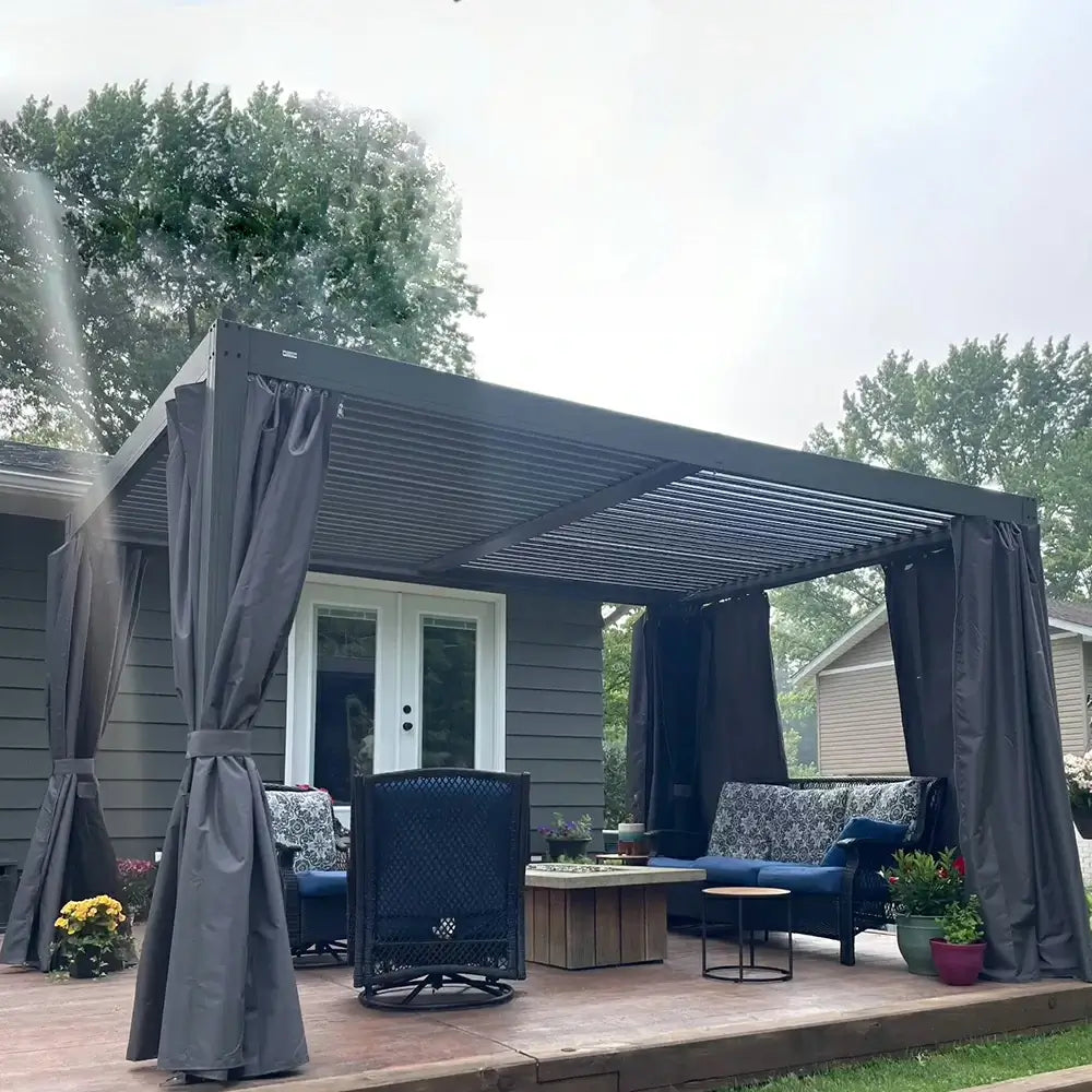 Domi Outdoor Living louvered pergola gray#size_10'x13'