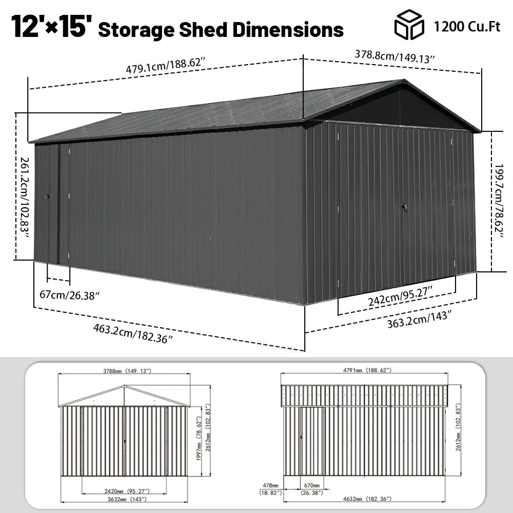 Domi Outdoor Living metal garage storage shed#size_12'x15'