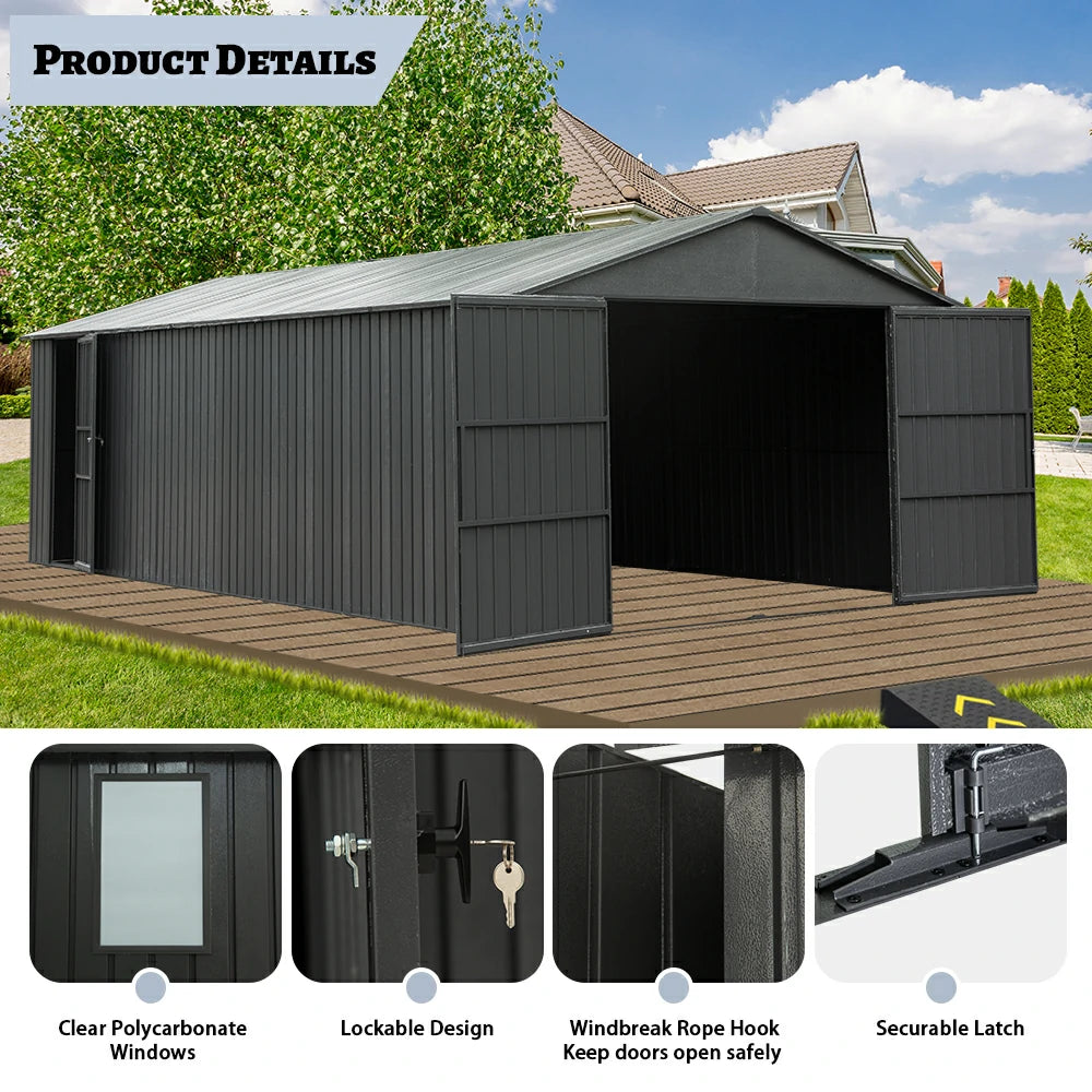 Domi Outdoor Living metal garage storage shed#size_12'x25'