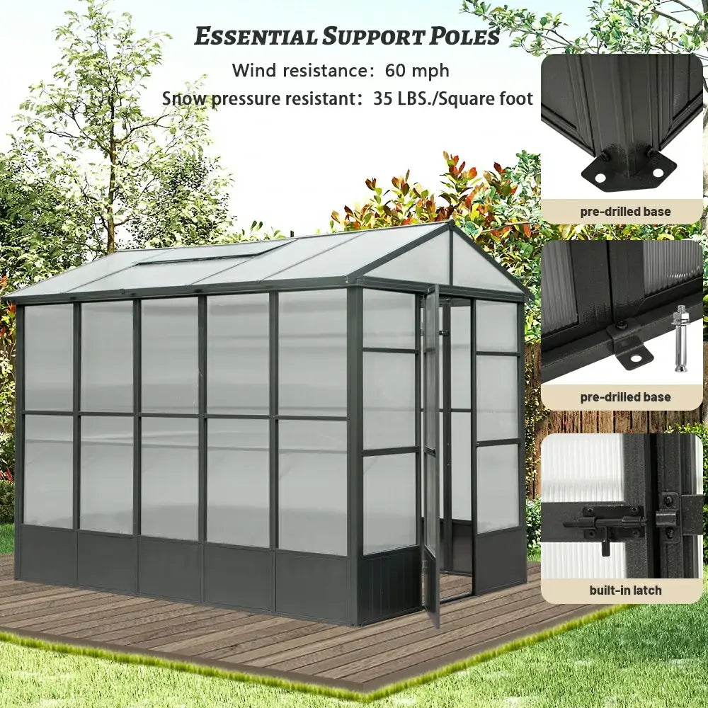 Domi Outdor Living Polycarbonate Greenhouse#size_8x10FT