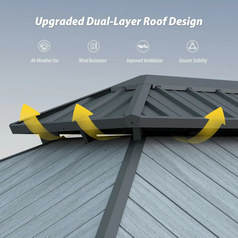 Domi Outdoor Living Hardtop Gazebo Resin Roof#size_12'x12'