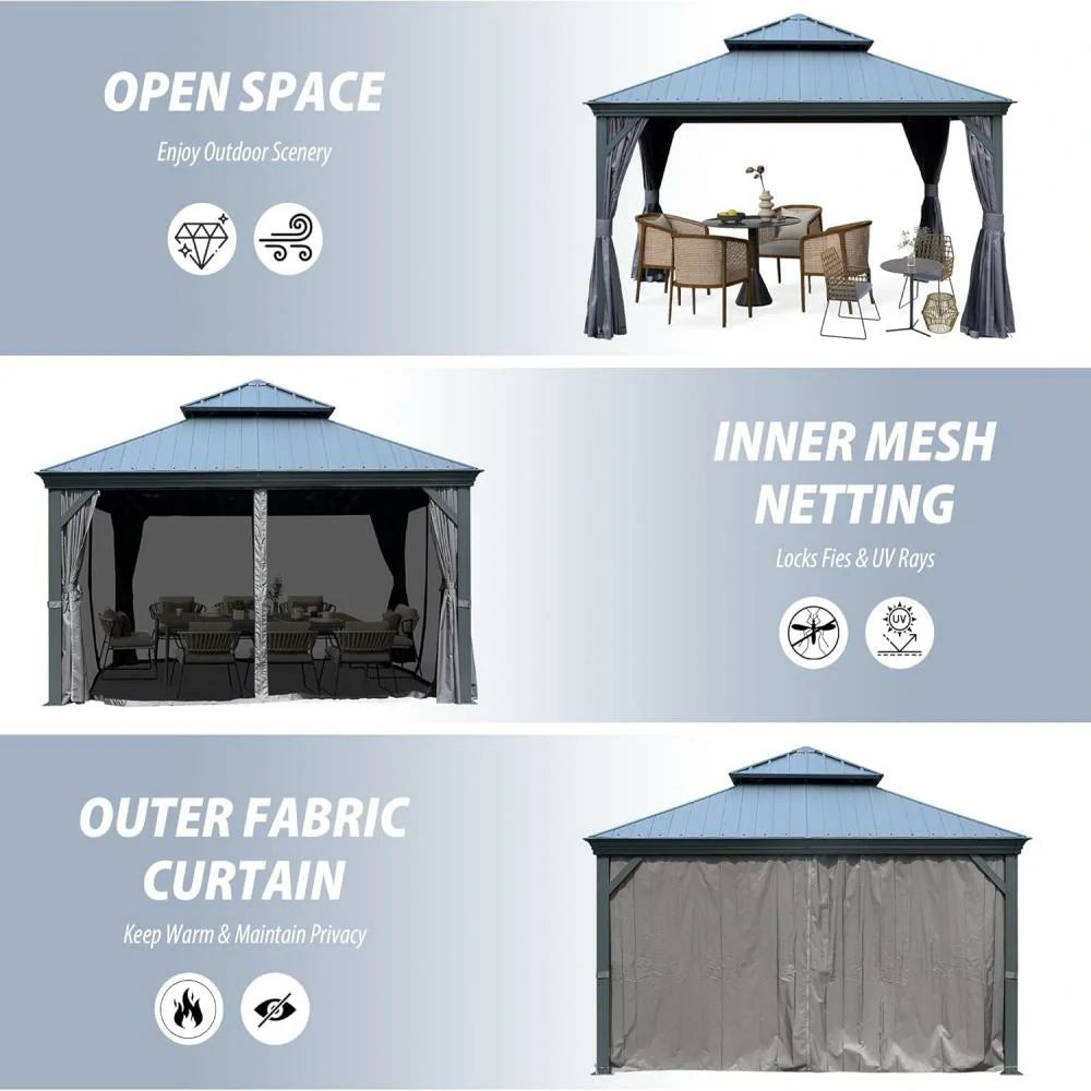 Domi Outdoor Living Resin Hardtop Gazebo#size_12'x12'