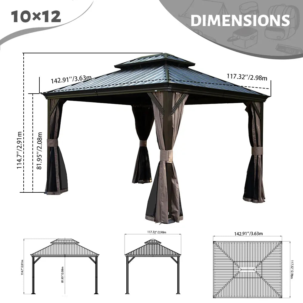 Domi outdoor living Hardtop gazebo#size_10'x12'