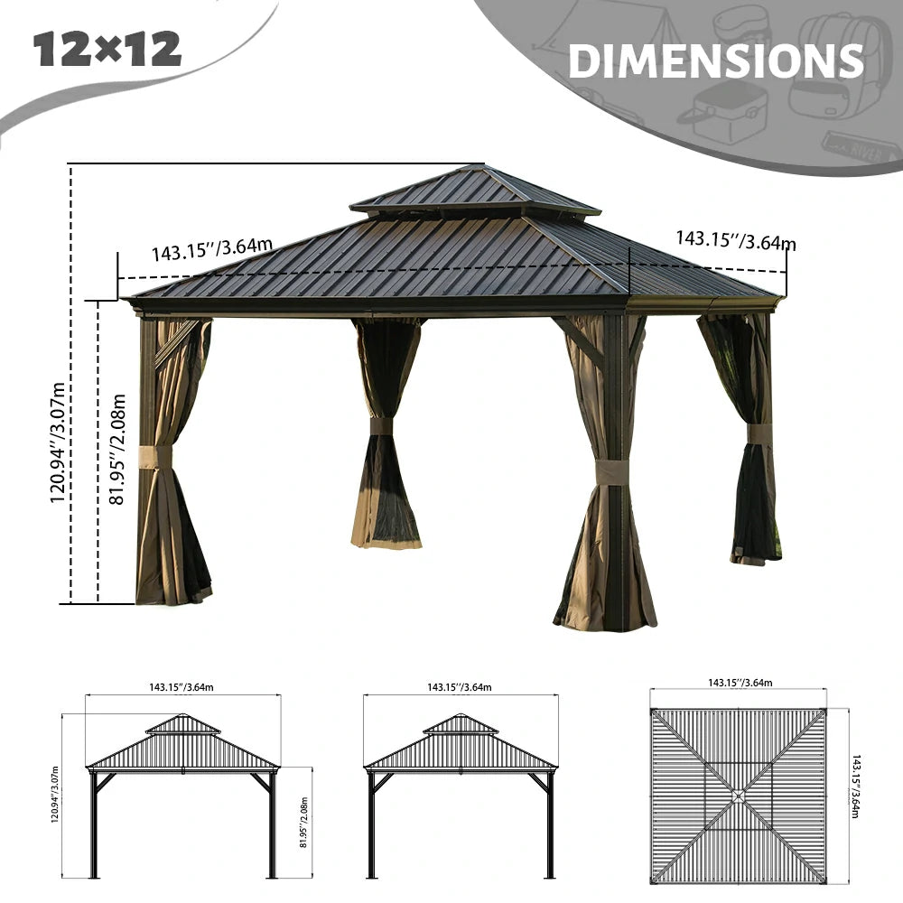 Domi outdoor living Hardtop gazebo#size_12'x12'