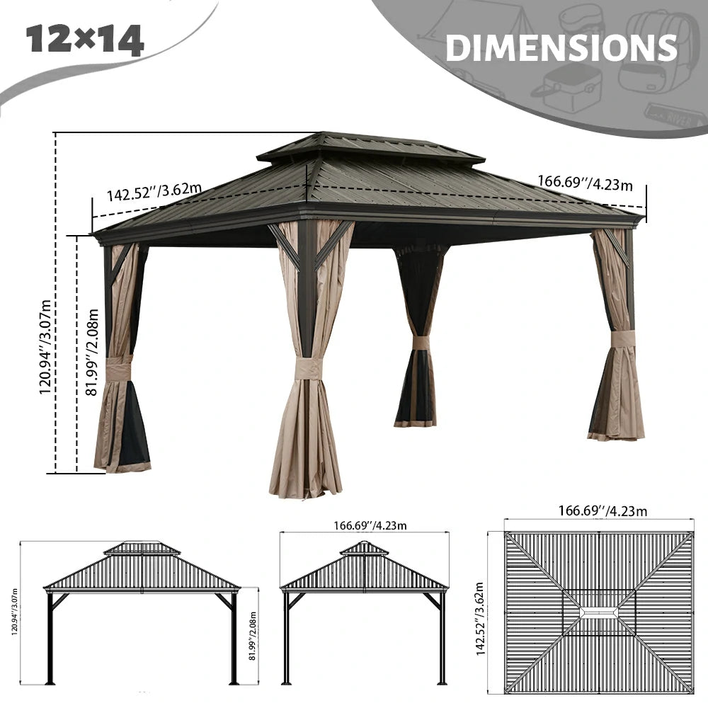 Domi outdoor living Hardtop gazebo#size_12'x14'