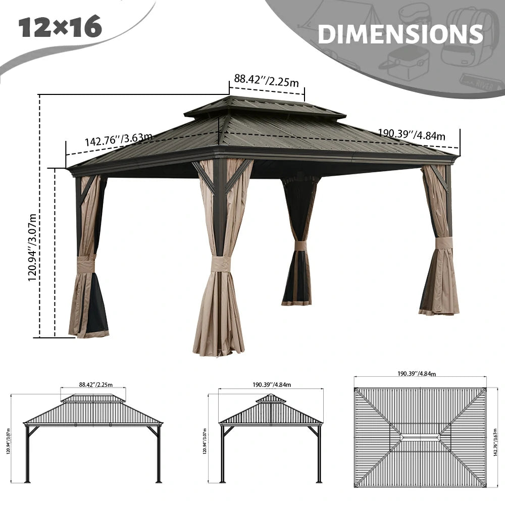 Domi outdoor living Hardtop gazebo#size_12'x16'