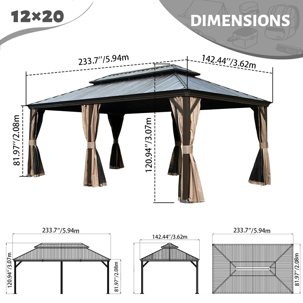 Domi outdoor living Hardtop gazebo#size_12'x20'