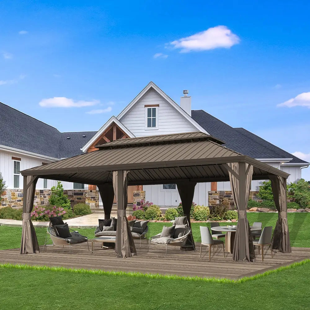 Domi outdoor living Hardtop gazebo#size_14'x24'