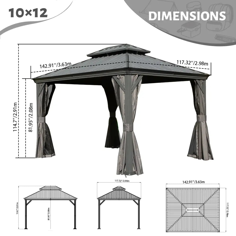 Domi outdoor living Hardtop gazebo#size_10'x12'