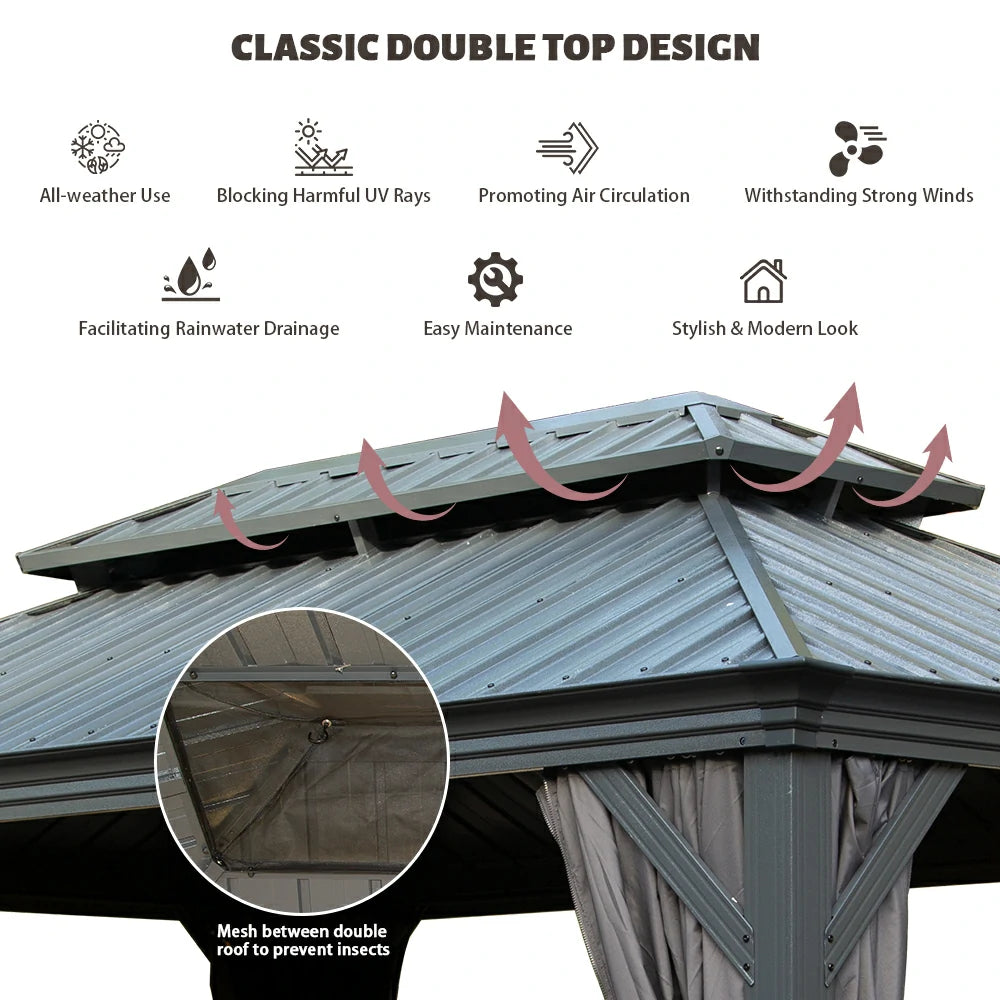 Domi outdoor living Hardtop gazebo#size_10'x14'